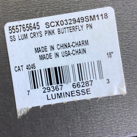 Luminescent Sterling Silver Pink Butterfly with crystal from Swarovski.  NEW - Picture 4 of 6